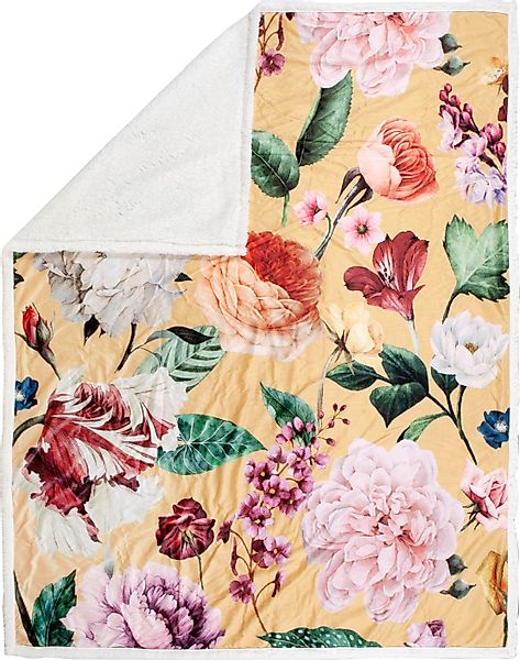 Descanso Plaid »Fiori«, Sehr Weich, Kuscheldecke, 130x160 cm, Wendeoptik, B günstig online kaufen