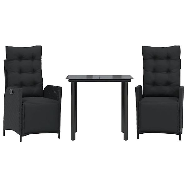 vidaXL 3-Tlg Garten-Essgruppe mit Kissen Schwarz Poly Rattan 3213399 günstig online kaufen