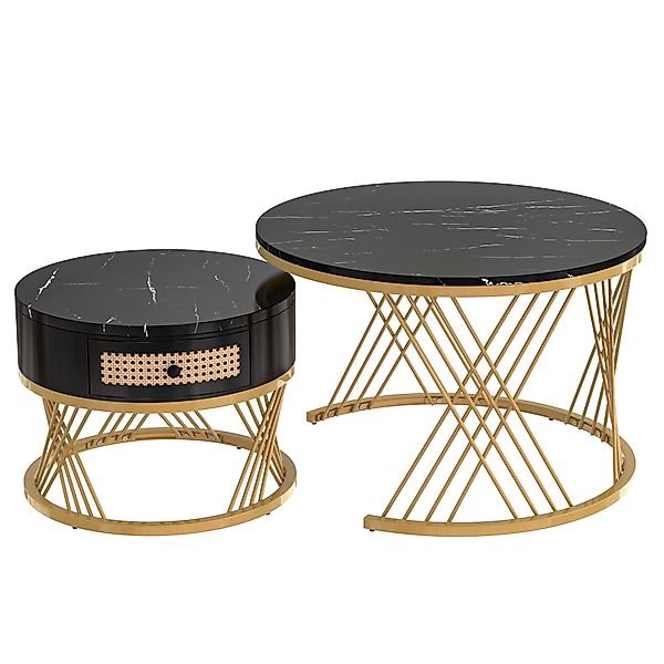 Merax Couchtisch (2er Set), in Marmoroptik günstig online kaufen