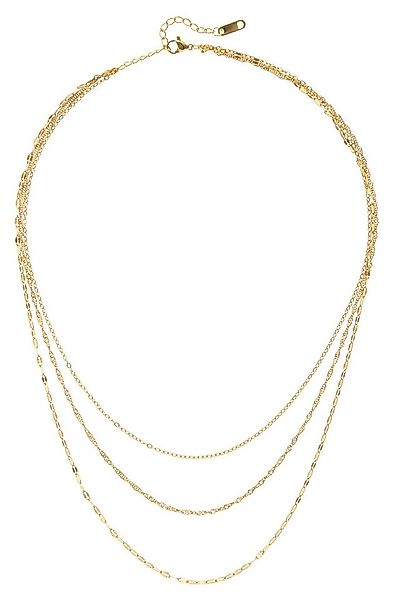 LASCANA Collier 3- reihige Halskette, Hochwertige und zarte Kette mit Goldb günstig online kaufen
