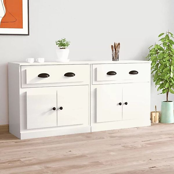 Vidaxl Sideboards 2 Stk. Hochglanz-weiß Holzwerkstoff günstig online kaufen