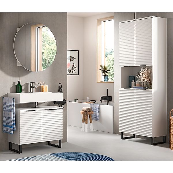 Inn.Furn Badmöbel-Set 3-teilig Weiß 155 cm mit Soft-Close Roove günstig online kaufen
