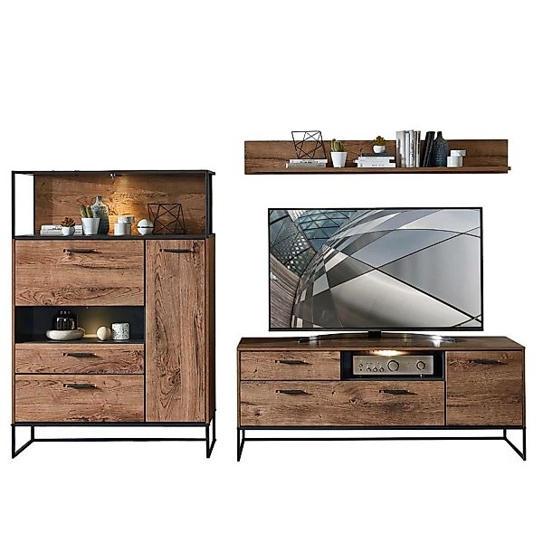 Moderne TV-Wohnwand im Industrial-Design MINNEAPOLIS-55 in Haveleiche Cogna günstig online kaufen