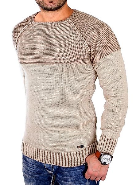 Reslad Strickpullover Reslad Strickpullover Herren Two Tone Rundhals Pullov günstig online kaufen