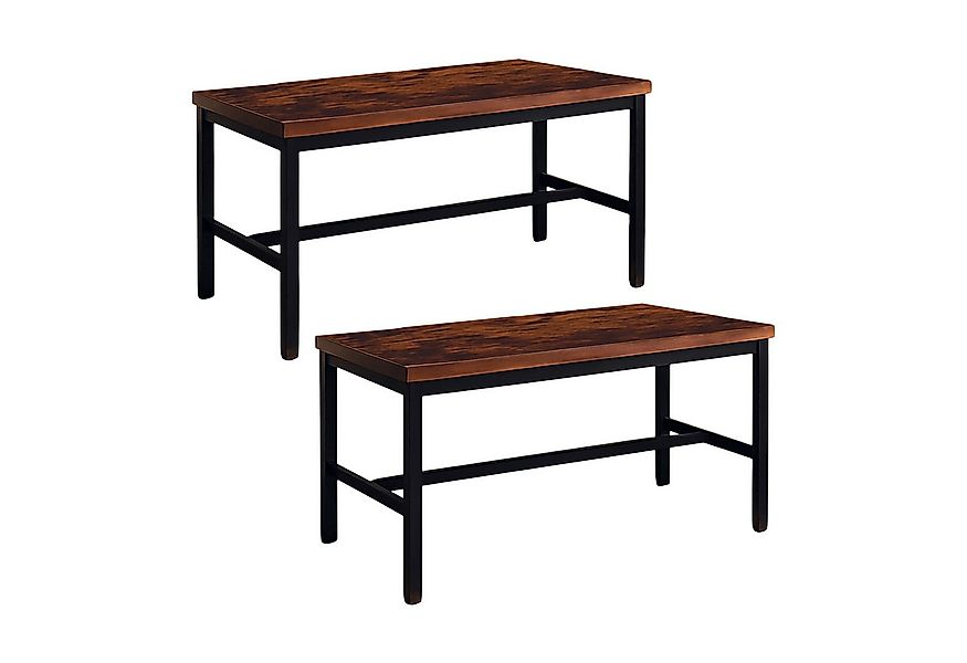 relaxdays Essbank Sitzbank Esszimmer 2er Set Industrial, dunkelbraun günstig online kaufen