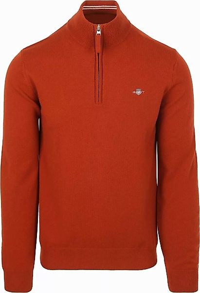Gant Halfzip-Wollpullover mit Logo Rust - Größe XL günstig online kaufen