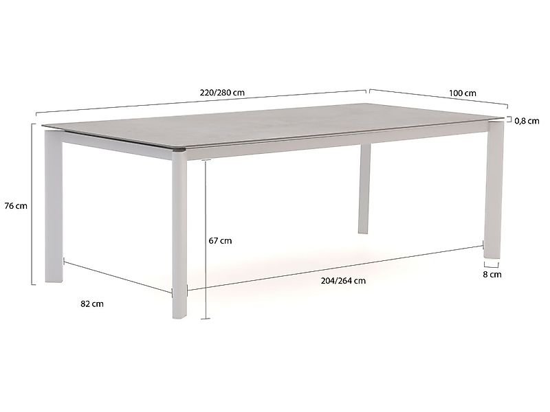 Bellagio Isolo Gartentisch ausziehbar 220/280x100x75 cm günstig online kaufen