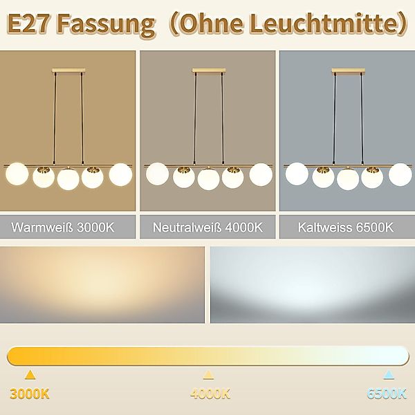 ZMH Pendelleuchte Esstisch Hängeleuchte Glas Hängelampe günstig online kaufen