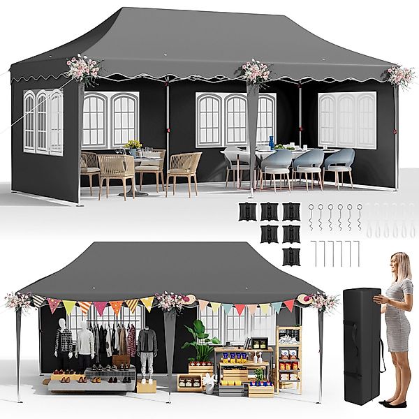 TLGREEN Faltpavillon Gartenzelt 3x6M, mit 4 günstig online kaufen