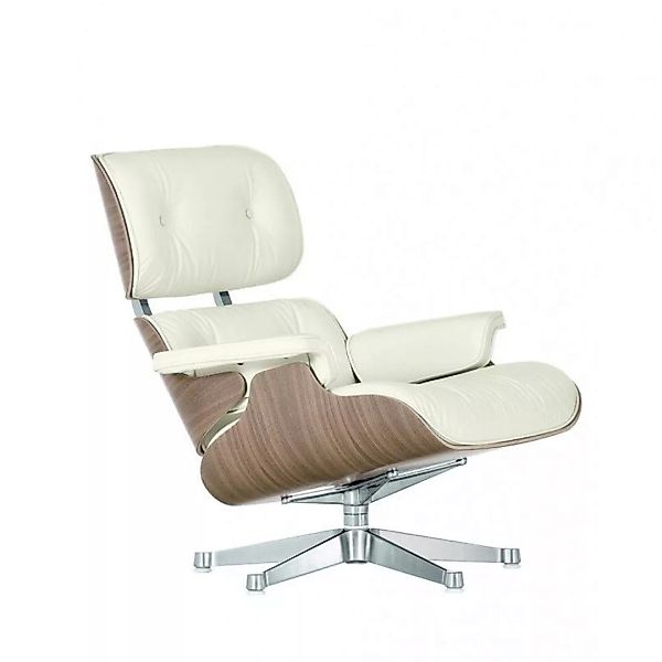Vitra - Eames Lounge Chair Drehsessel Leder - snow/Bezug Leder Premium 72/S günstig online kaufen