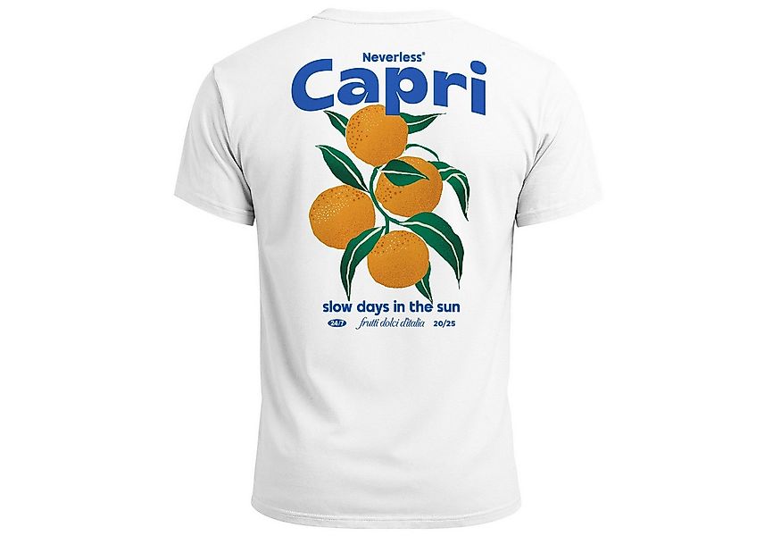 Neverless Print-Shirt Herren T-Shirt Backprint Vintage Capri Orangen Grafik günstig online kaufen