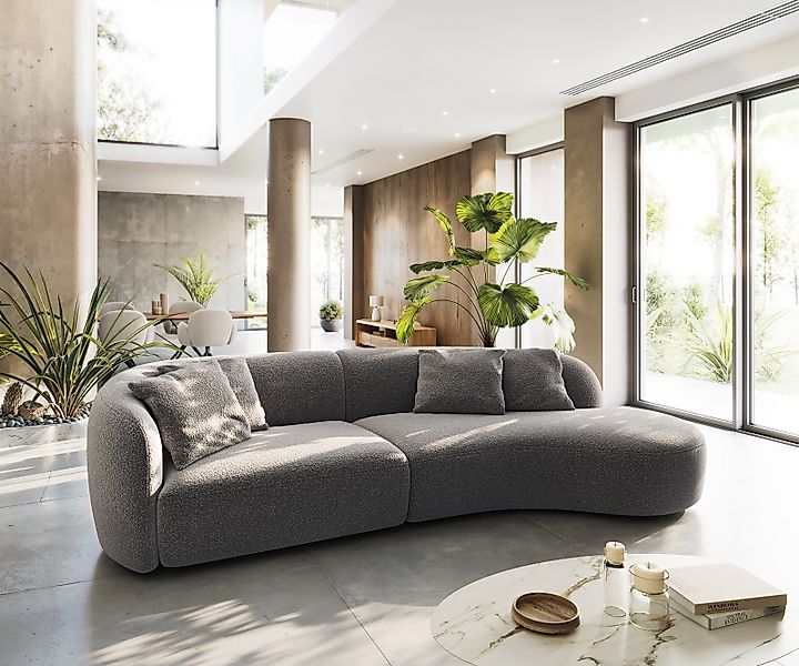 Sofa Edina 330x170 cm Bouclé Silbergrau günstig online kaufen