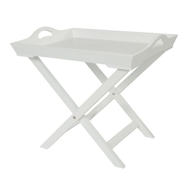 LebensWohnArt Beistelltisch Tabletttisch GIGI weiss 57cm Landhaus günstig online kaufen