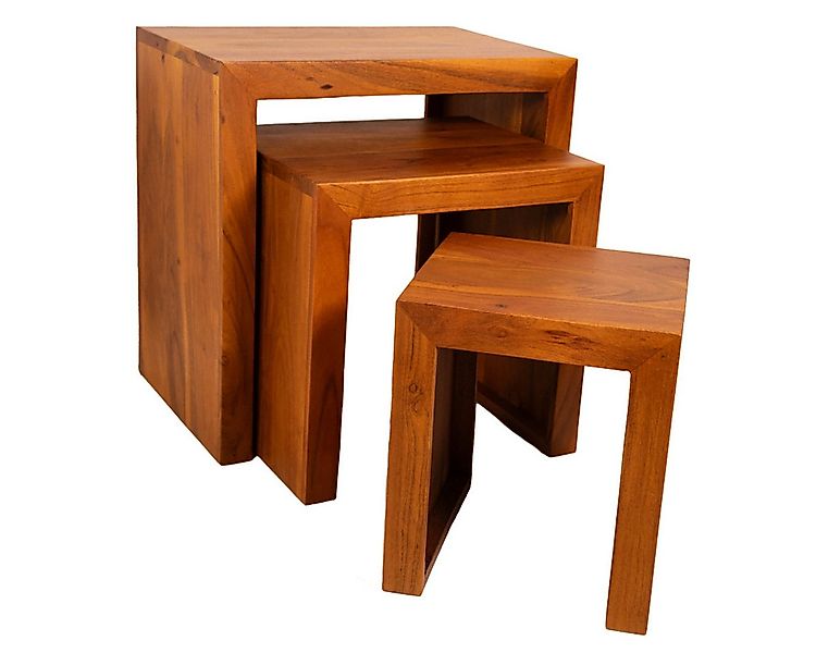 Liadomo Beistelltisch Bianca (3-teilig, 3er-Set), massiv aus Akazie, nussfa günstig online kaufen