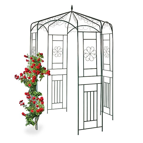 relaxdays Rosenbogen Rosenpavillon Metall, Grün günstig online kaufen