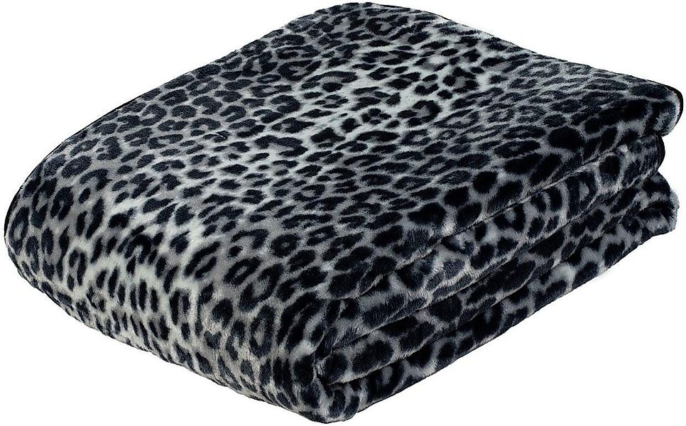 Wohndecke Schneeleopard, Gözze, mit gedrucktem Motiv, günstig online kaufen