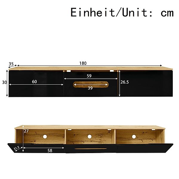 Ulife Lowboard TV-Schrank Fernsehtisch,TV-Board,TV-Ständer, TV-Panel, 180cm günstig online kaufen