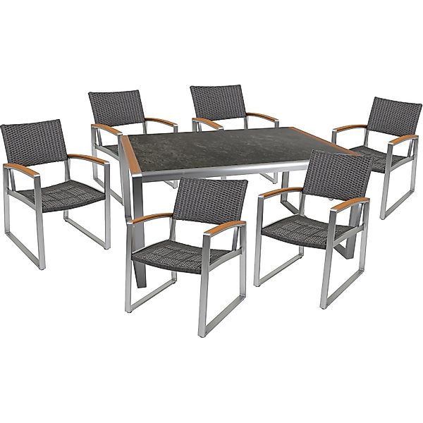 Garden Pleasure Gartenmöbel-Set Set-02 Averna 7-teilig Grau günstig online kaufen