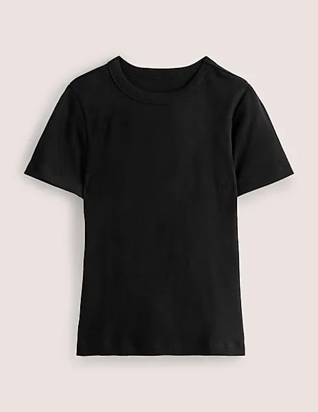 Geripptes T-Shirt mit Rundhalsausschnitt Damen Boden, Schwarz günstig online kaufen