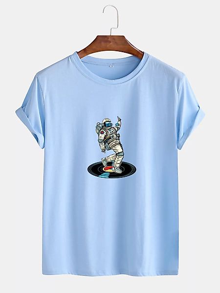 Herren Astronaut Graphic Printed Cotton O-Neck Casual Kurzarm T-Shirts günstig online kaufen