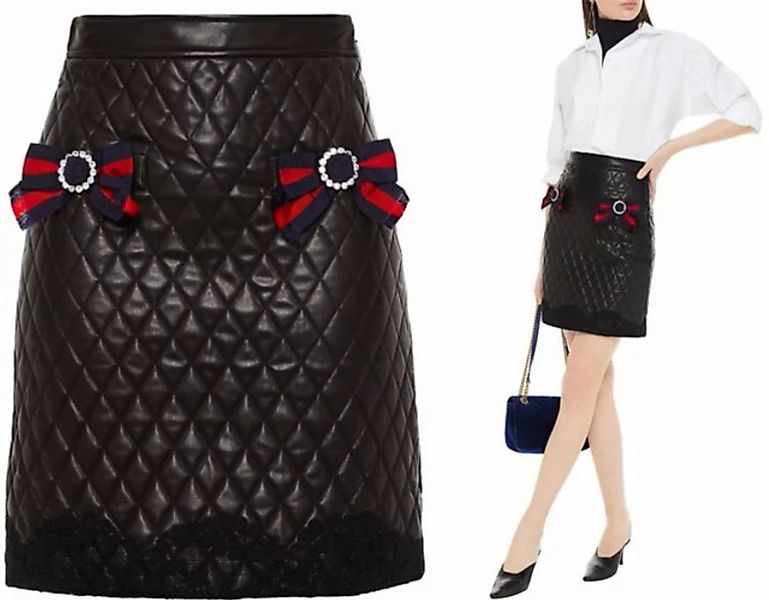 GUCCI Karorock GUCCI GG Web Stripes Quilted Leather Mini Skirt Gestepptem L günstig online kaufen