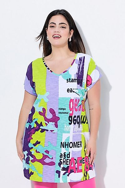 Angel of Style T-Shirt Longshirt oversized Alloverdruck V-Ausschnitt günstig online kaufen