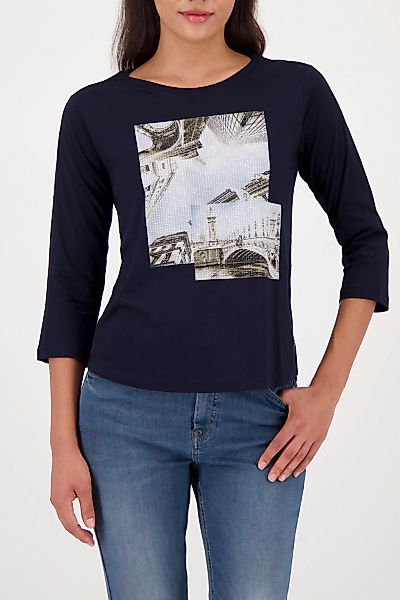 Monari 3/4-Arm-Shirt "Shirt Druck + Schmuck", Regular fit mit Rundhalsaussc günstig online kaufen