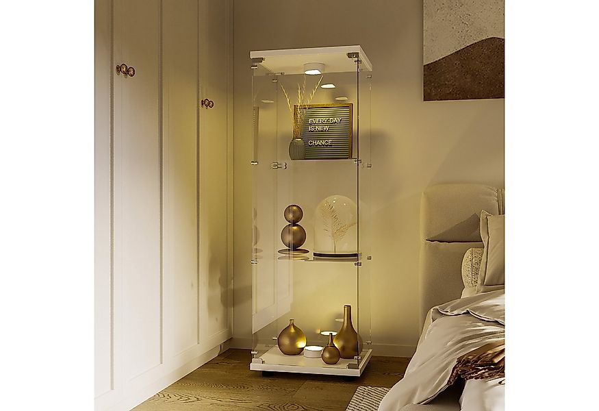 NMCXXO Glasvitrine Moderne Vitrine mit LED-Beleuchtung und Glasregalen günstig online kaufen