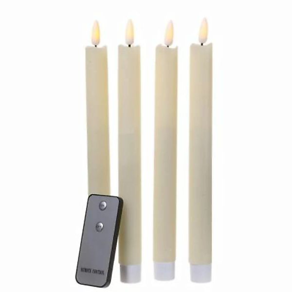 MARELIDA 4er Set LED Kerzen Flamme Echtwachs Stabkerzen mit Fernbedienung c günstig online kaufen