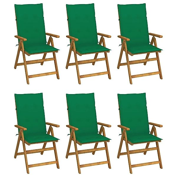 vidaXL Klappbare Gartenstühle 6 Stk mit Auflagen Massivholz Akazie 3064124 günstig online kaufen