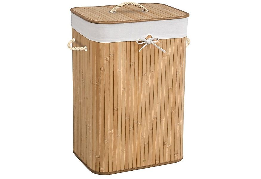 tectake Wäschekorb Wäschesammler mit Wäschesack eckig, aus Bambus günstig online kaufen