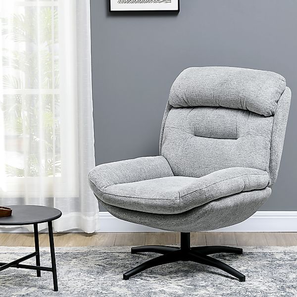 HOMCOM Sessel Chenille, wasserabweisend, Drehsessel Wohnzimmer, Armlehnstuh günstig online kaufen