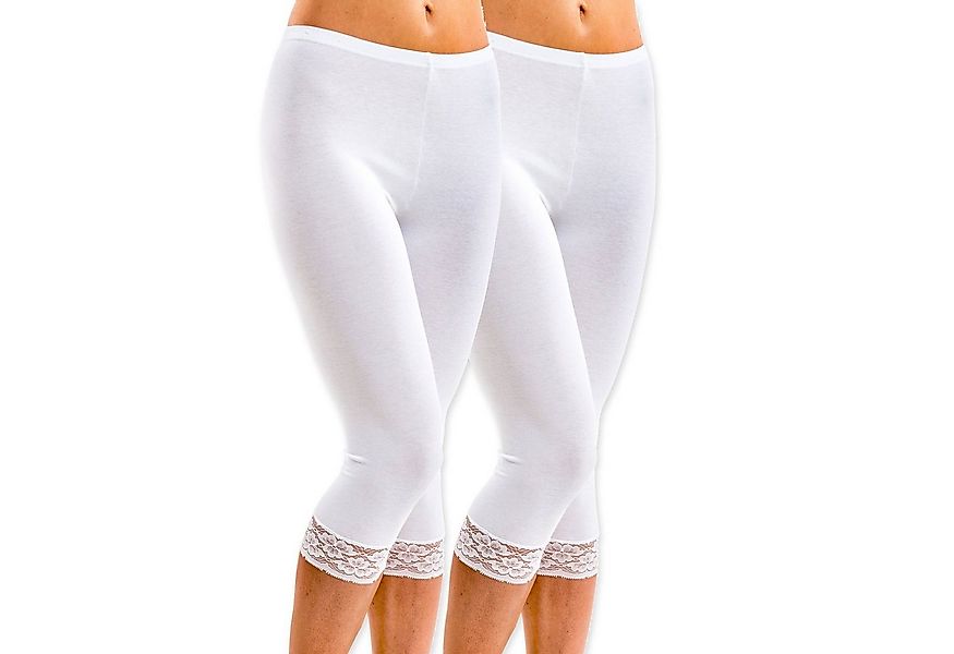 HERMKO Caprileggings 5722 5722 2er Pack Damen 3/4-Leggings mit Spitze günstig online kaufen