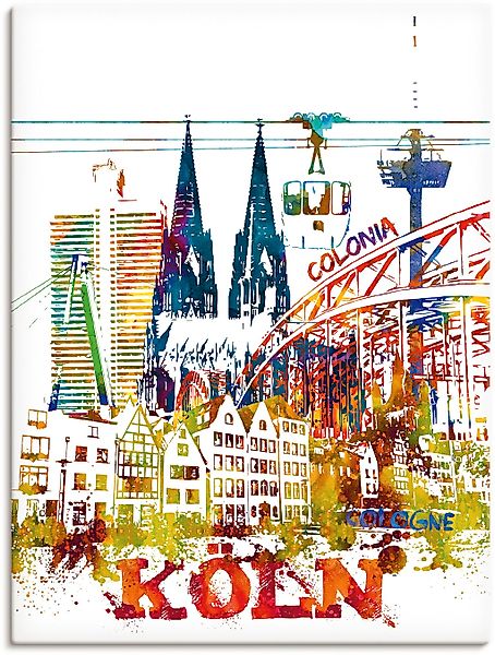 Artland Leinwandbild "Köln Dom Grafik" Köln 1 Stk. tlg. auf Keilrahmen gesp günstig online kaufen