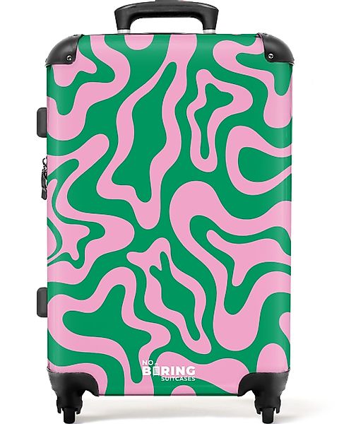 NoBoringSuitcases.com© Hartschalen-Trolley Grün mit rosa abstraktem günstig online kaufen