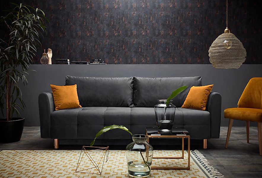 INOSIGN Schlafsofa "Nordic", mit Federkern und Metallbeinen, Steppung im Si günstig online kaufen