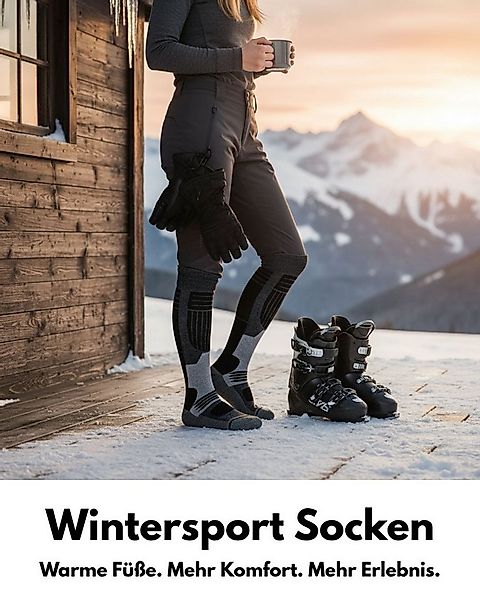 sockenkauf24 Skisocken Merino Damen 2 Paar Ski Kniestrümpfe Merinowolle (4- günstig online kaufen