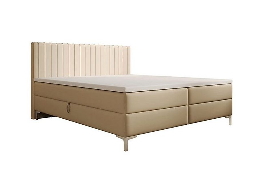 Luxusbetten24 Boxspringbett Leona Kunstleder, mit Stauraum günstig online kaufen