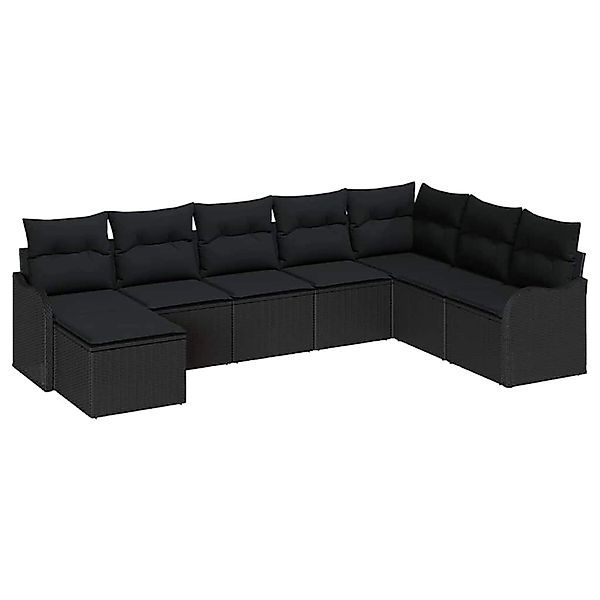 vidaXL Garten-Sofa-Set mit Kissen 8-Tlg Schwarz Poly Rattan 3345823 günstig online kaufen