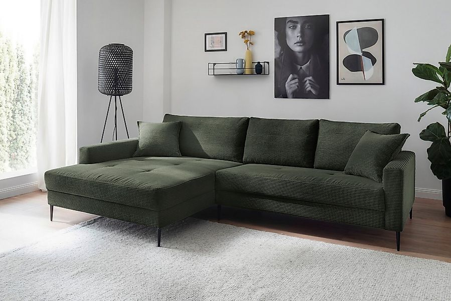 Trends by HG Ecksofa Summer L-Form, in Cord-Stoff mit Metallfuß günstig online kaufen