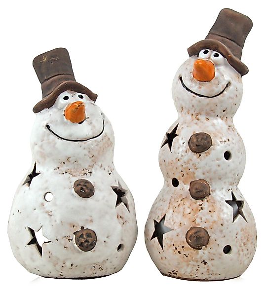 Posiwio Dekofigur 2er-Set Schneemänner als Teelichthalter günstig online kaufen
