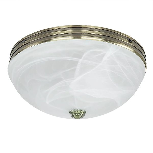 EASYLIGHT Deckenleuchte Metall Glas Ø 31 cm Rund In Bronze Weiß E27 2-Flamm günstig online kaufen