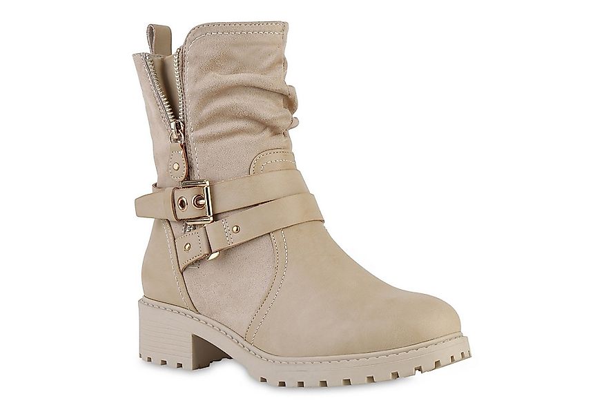 VAN HILL 841452 Bikerboots Damen Leicht Gefütterte Biker Boots Stiefeletten günstig online kaufen