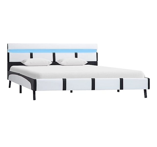 vidaXL Bett Bettgestell mit LED Weiß Kunstleder 140x200 cm günstig online kaufen