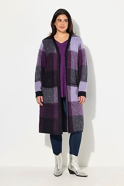 Ulla Popken Strickjacke Long-Strickjacke Karo offenes günstig online kaufen