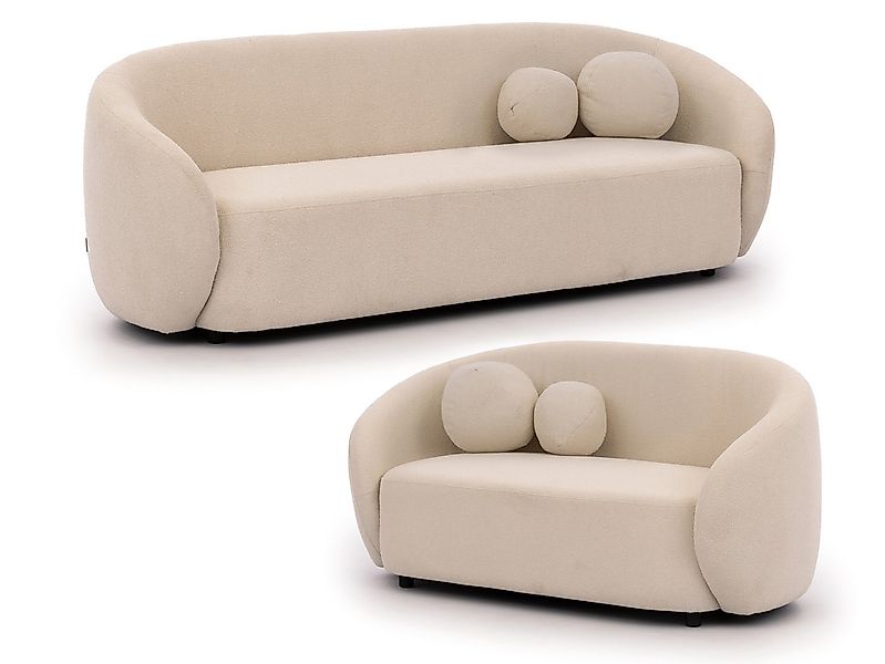 S-Style Möbel Polstergarnitur 3+2 Roundi, Bouclé, Luxus & Moderne Kollektio günstig online kaufen