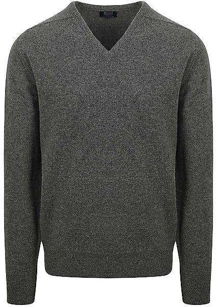 William Lockie V-Auschnitt Pullover Lammwolle Cliff Grau - Größe XXL günstig online kaufen