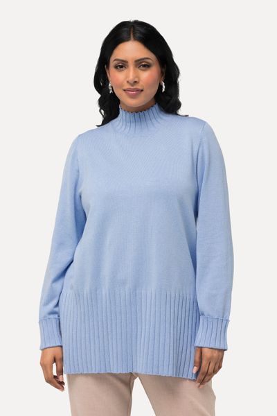 Ulla Popken Strickpullover Pullover gerippter Stehkragen günstig online kaufen