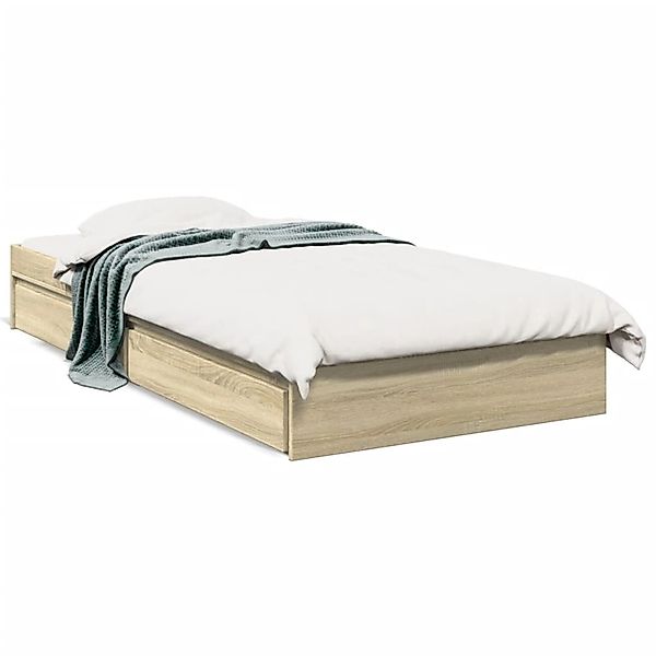 vidaXL Bettgestell mit Schubladen Sonoma-Eiche 100x200cm Holzwerkstoff Mode günstig online kaufen