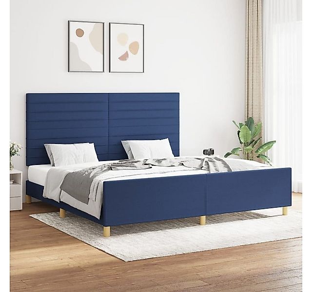 vidaXL Bettgestell Bettrahmen mit Kopfteil Blau 200x200 cm Stoff Bett Bettg günstig online kaufen